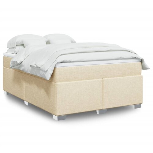 VidaXL Box spring postelja z vzmetnico krem 160x200 cm blago Slike