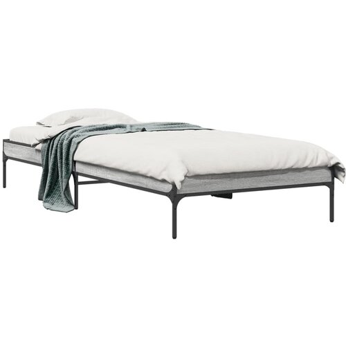 VidaXL Posteljni okvir siva sonoma 90x200 cm inženirski les in kovina Slike