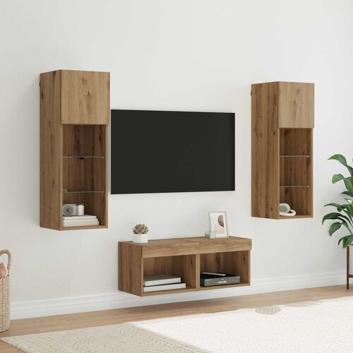 vidaXL TV stene 4 pcs Črna Orehovina 40 x 30 x 30 cm Konstruiran les Cene