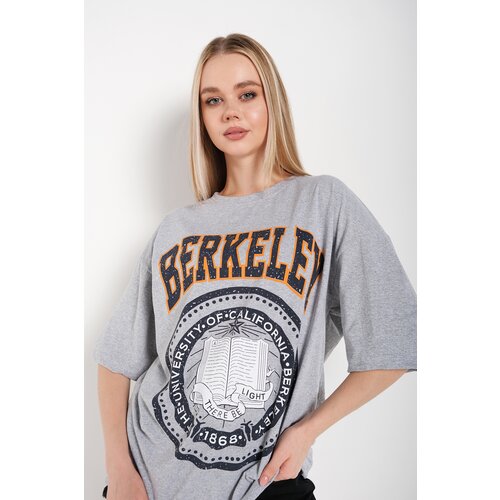 Know Women's Gray Oversize Berkeley Printed T-shirt Slike