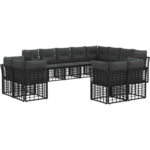  Set vanjskih sofa s jastukom 12 pcs Crna i tamno siva Poliester Cijene