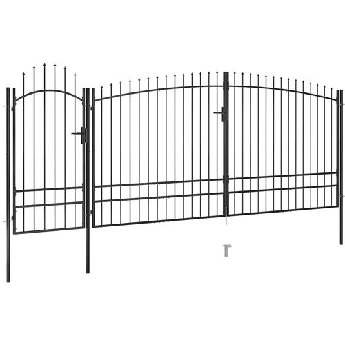 vidaXL Vrtna ograjna vrata s koničastimi vrhovi 5x2,45 m črna Cene