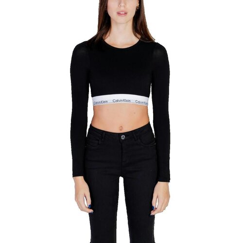 Calvin Klein Jeans Majice z dolgimi rokavi Top crop top manches longues Črna Cene