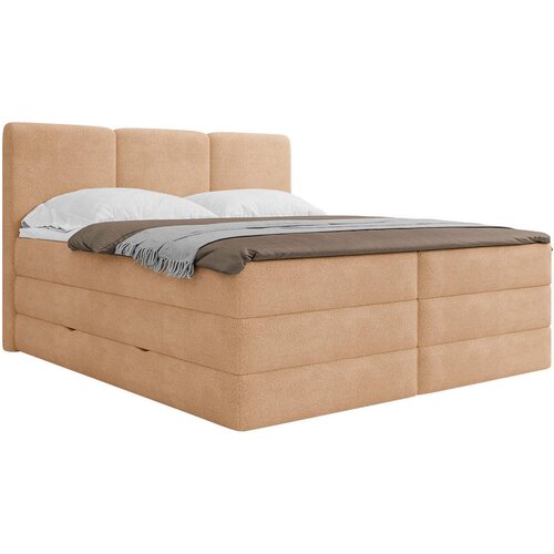 MID.YOU POSTELJA BOXSPRING 160 cm x 200 cm , les, tekstil, leseni material terakota Cene