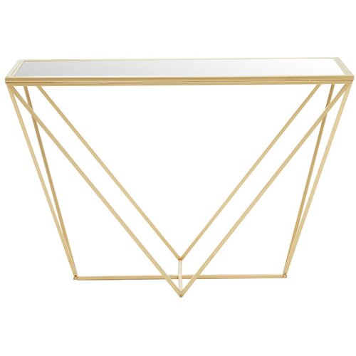 Premier Housewares Stranska mizica s stekleno mizno plo&amp;scaron;čo v zlati barvi 40x120 cm Farran &amp;ndash; Slike