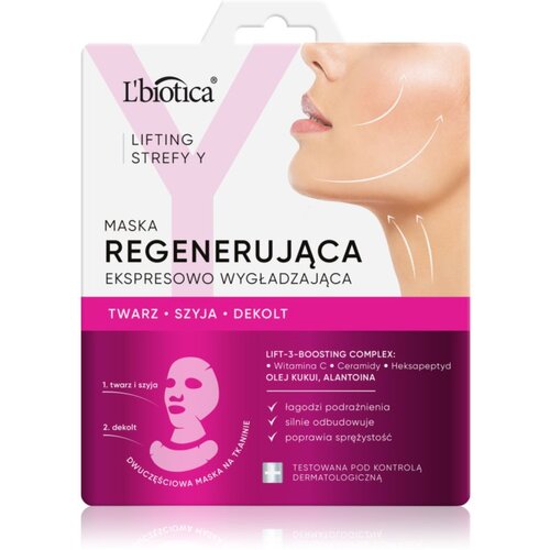 L&amp;acute;Biotica Lifting Y Zone intenzivna regeneracijska maska z gladilnim učinkom 1 kos Slike