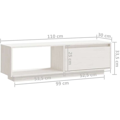vidaXL TV omarica bela 110x30x33,5 cm trdna borovina Cene