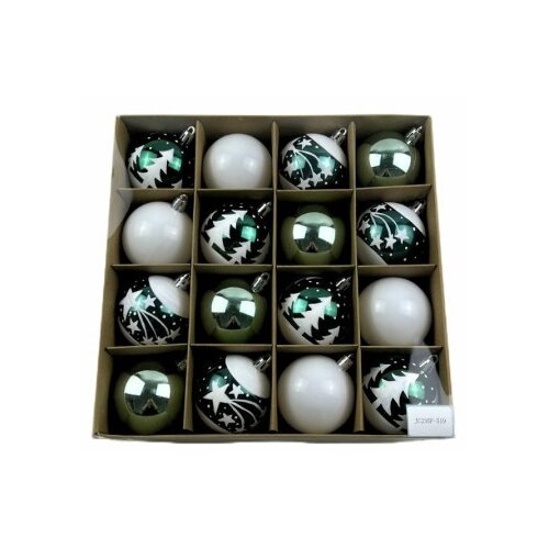  Novogodisnji ukras kugla 6cm zeleno-bela 16pcs jc23sp-519 ( 42/71601 ) Cene