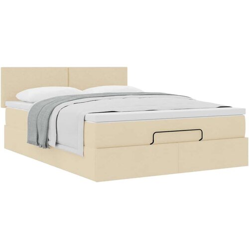 vidaXL Otomanski okvir kreveta s madraca krem 140x200cm od tkanine Cijene