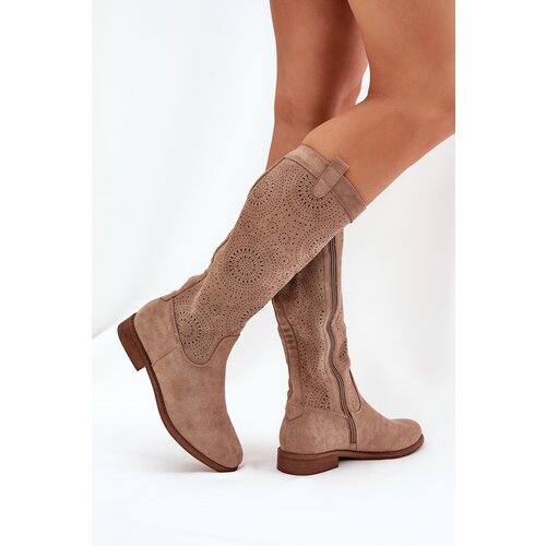 S. BARSKI Boots With Perforated Shaft On Flat Heel S.Barski Cene