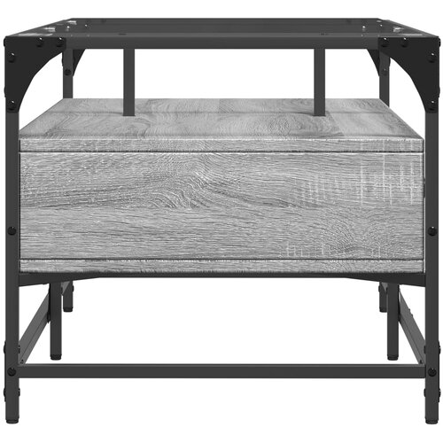  Stolić sa staklenom povr&amp;scaron;inom boja hrasta 98,5x50x45 cm čelik Slike
