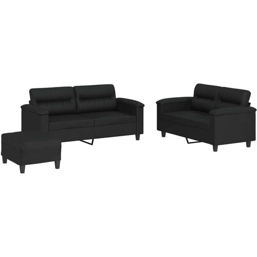  3-dijelni set sofa s jastucima crni od umjetne kože Slike