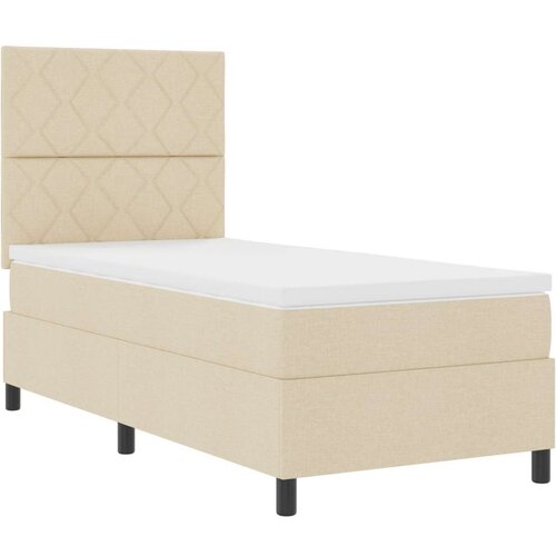 VidaXL krevet s kutijom s madracem krem boje 100x200 cm tkanina Slike
