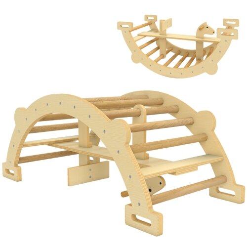 Nesta Montessori plezalni lok za notranjo uporabo, 2-v-1 leseno plezalo, za otroke 2&ndash;4 leta, naravni les, 110 x 52 x 45 cm, (5000493081) Cene