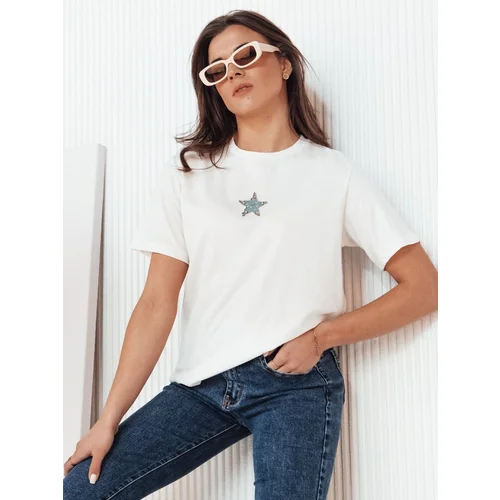 DStreet T-shirt damski STAR POWDER ecru