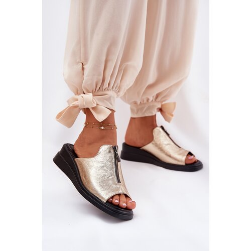 Boto Ladies Wedge Sandals With Zipper Gold Irriva Cene