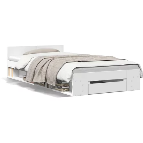 vidaXL Okvir kreveta s ladicom bijelo 75x190 cm drveni