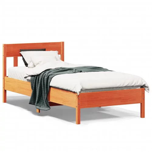  Okvir kreveta s uzglavljem voštano smeđi 100x200 cm od borovine