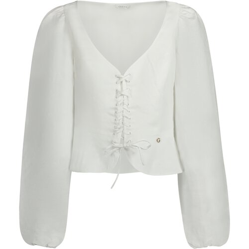 Guess Jeans LONG SLEEVE SHIRT WOMEN WHITE Cene