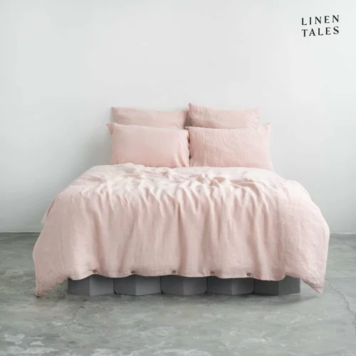 Linen Tales Svetlo rožnata lanena posteljnina za zakonsko posteljo 200x200 cm – Linen Tales
