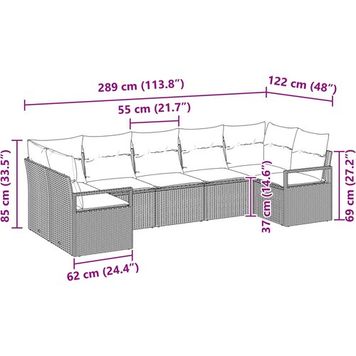  Set sofe 7 kom. Crna poliratan 289 x 122 x 85 cm Slike
