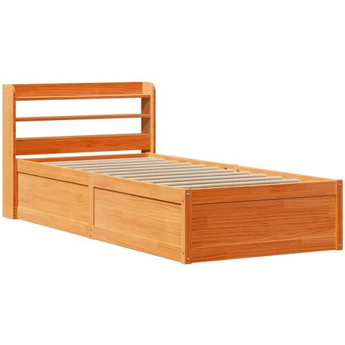 Maison Chic Posteljni okvir - Enojna postelja - Postelja za odrasle z vzglavjem vo&amp;scaron;čeno rjava 90x200 cm borovina, (21695404) Slike