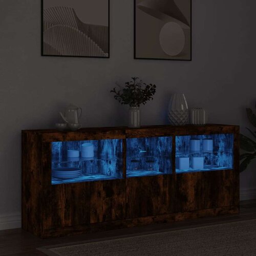  Komoda s LED svjetlima boja dimljenog hrasta 162 x 37x 67 cm Slike
