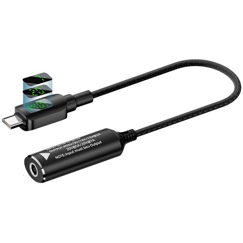 INF 140W DC (5.5x2.5mm) na USB-C pretvornik z digitalnim zaslonom, kratek kabel, (5000291524) Slike