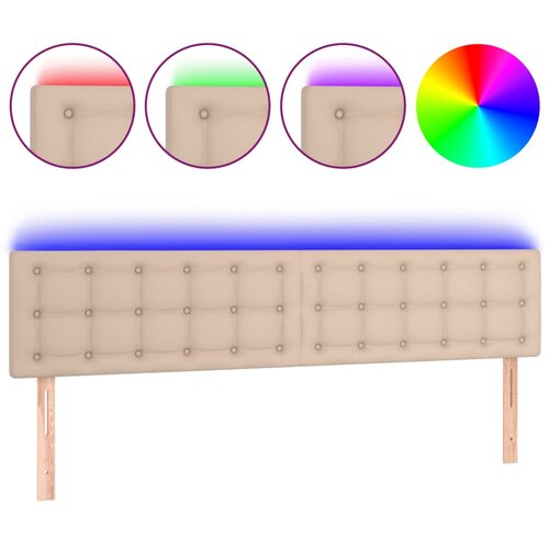  LED uzglavlje boja cappuccina 160 x 5 x 78/88cm od umjetne kože Slike