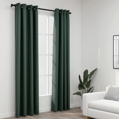 VidaXL Zavjese za zamračivanje s prstenima 2 kom zelene 140 x 245 cm Slike