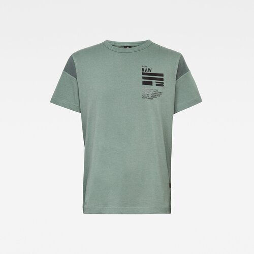 G-star T-Shirt - C&amp;amp;S Back Graphic + Loose R T S\S Green Grey Slike