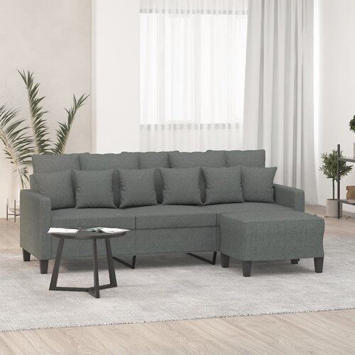 VidaXL Trosjed s tabureom tamnosivi 180 cm od tkanine Slike