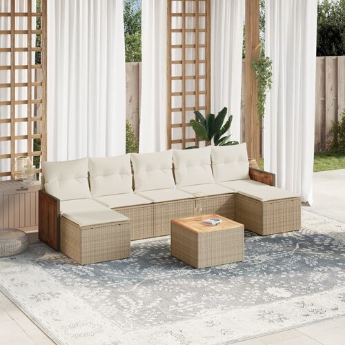 vidaXL 8-dijelni set vrtnih sofa od poliratana s jastucima bež Cijene
