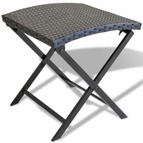 vidaXL Zložljiv stolček poli ratan črne barve, (20665969)