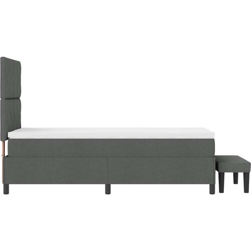 VidaXL Krevet s oprugama s madracem i klupom tamno sive boje 90x200 cm od tkanine Slike