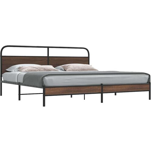 vidaXL Metalni okvir kreveta bez madraca smeđa boja hrasta 180x200 cm Cijene