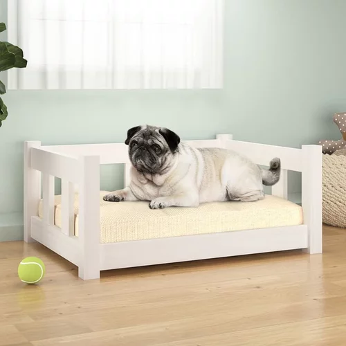  krevet za pse bijeli 65,5 x 50,5 x 28 cm od masivne borovine