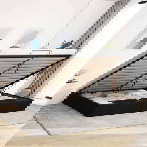 vidaXL Otomanski posteljni okvir brez vzmetnice črn 180x200 cm blago Cene