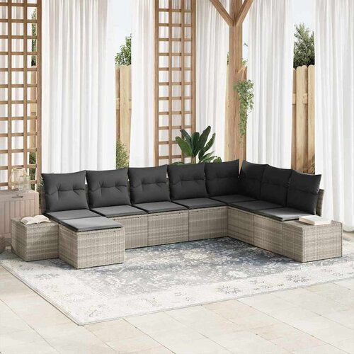 vidaXL Sjedeća garnitura za vrt 8 pcs Svjetlosiva 319 x 209 x 85 cm Cene