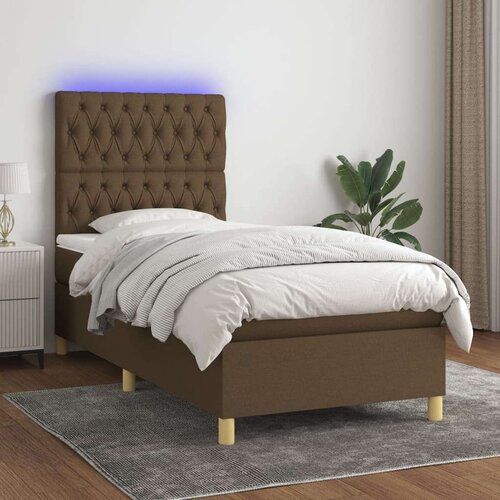  Box spring postelja z vzmetnico LED temno rjava 80x200 cm blago, (20937100) Slike