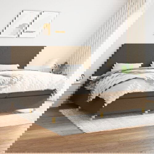 The Living Store Box spring postelja z vzmetnico temno rjav 200x200 cm blago - Box Spring Postelja, (21517057) Cene