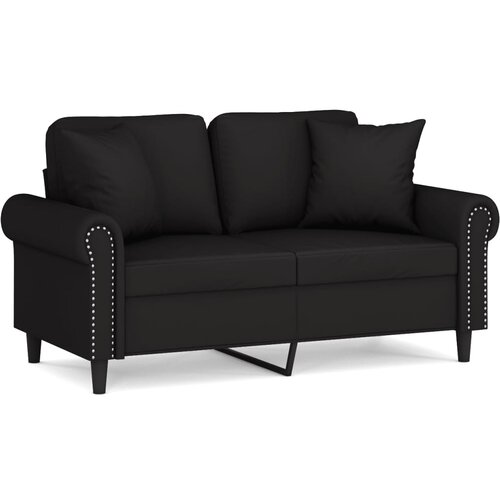 vidaXL Kavč dvosed z okrasnimi blazinami črn 120 cm žamet, (20924769) Cene