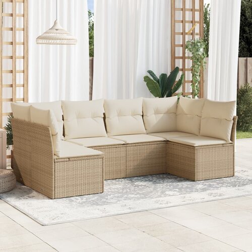 vidaXL 6-dijelni set vrtnih sofa s jastucima bež od poliratana Cijene