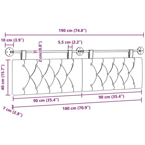  Držeće uzglavlje Zidne Krema 190 x 55 x 7 cm Bar&amp;scaron;un - Krema 180 cm bez LED Slike