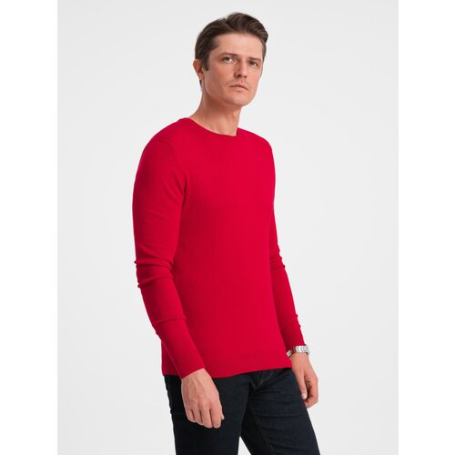 Ombre Classic men's sweater with round neckline - red Cene