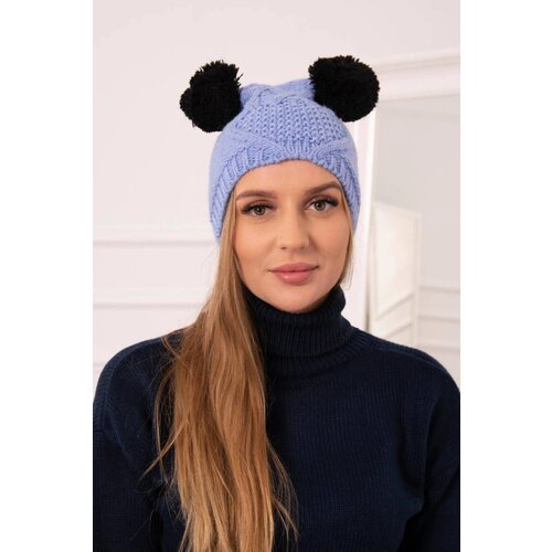 Kesi Cap with fleece 2 pompoms K291 blue Cene