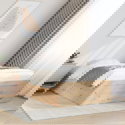  The Living Store Posteljni okvir brez vzmetnice 90x200 cm trdna borovina - Posteljni Okvir, (21496242) Slike