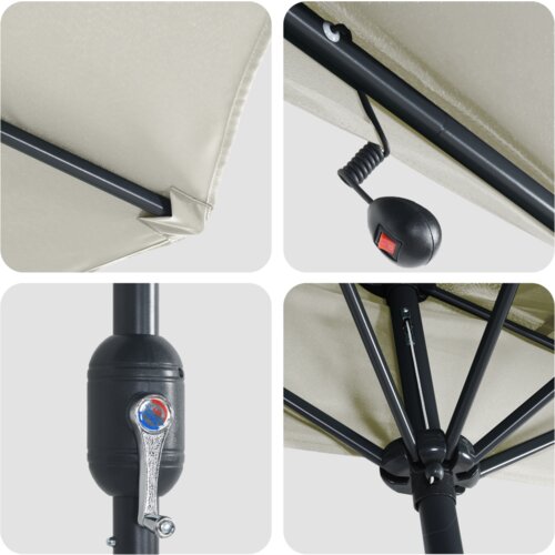 vidaXL Vrtni dežnik Peščena 294 x 150 x 223 cm blago Cene