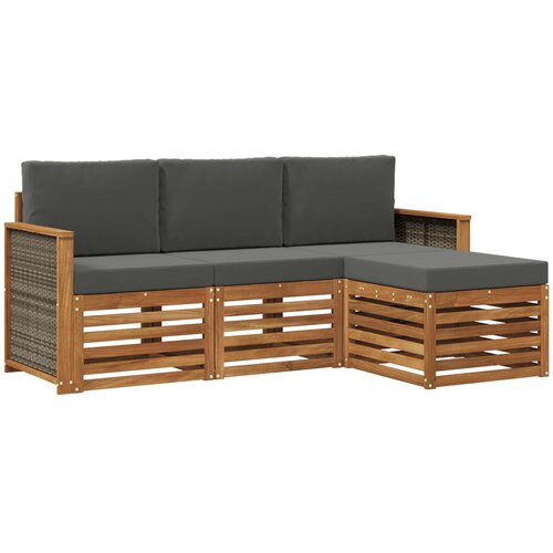  Set vanjskih sofa 4 kom. Prirodna i antracit Smeđa Slike