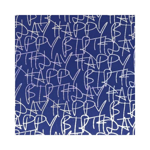 The Unique Paper Company Blue Birthday - Ukrasni papir tabak - Blue Birthday, Holographic Scribble, Silver on Black Slike